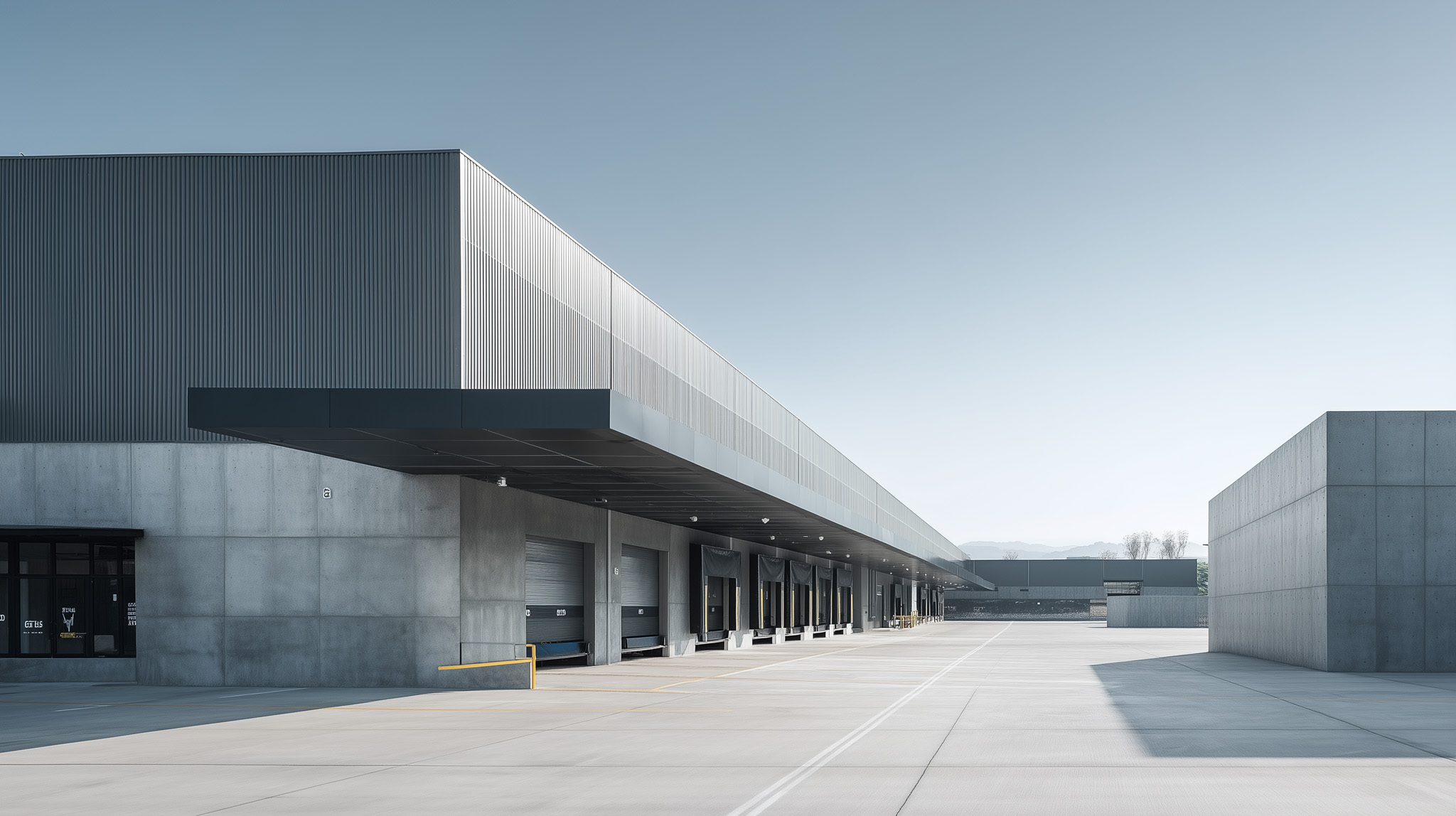 Industrial warehouse in Mexico with loading docks and metal structure