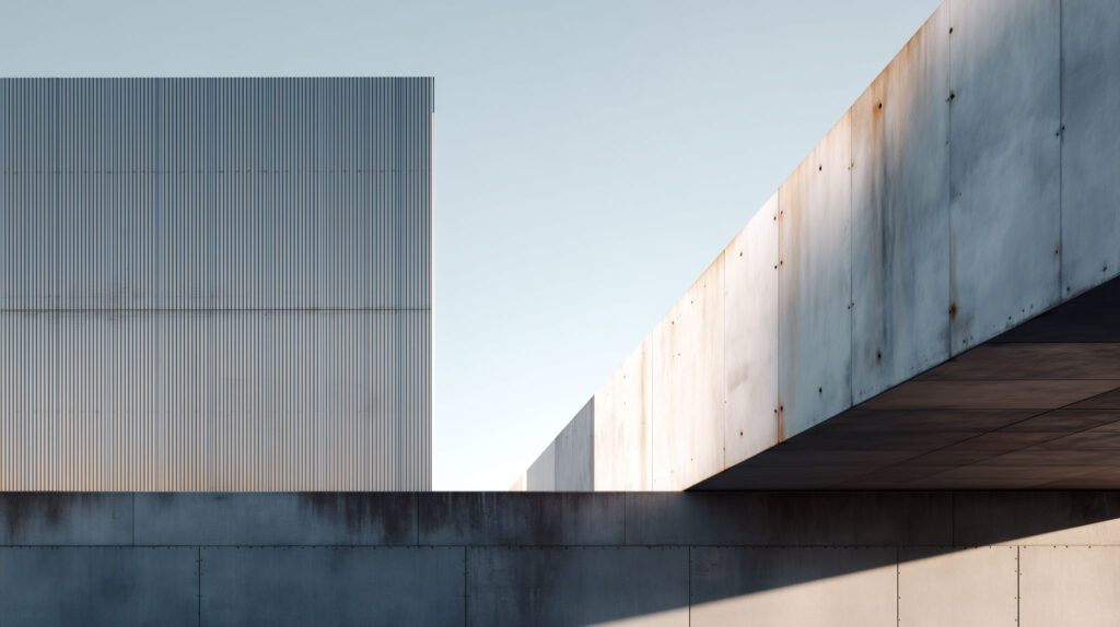 Primer plano de fachada de nave industrial en México con panel metálico y fijaciones visibles