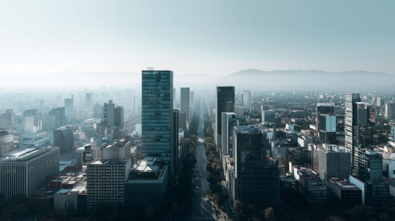 Urban view of Mexico City associated with responsible property management