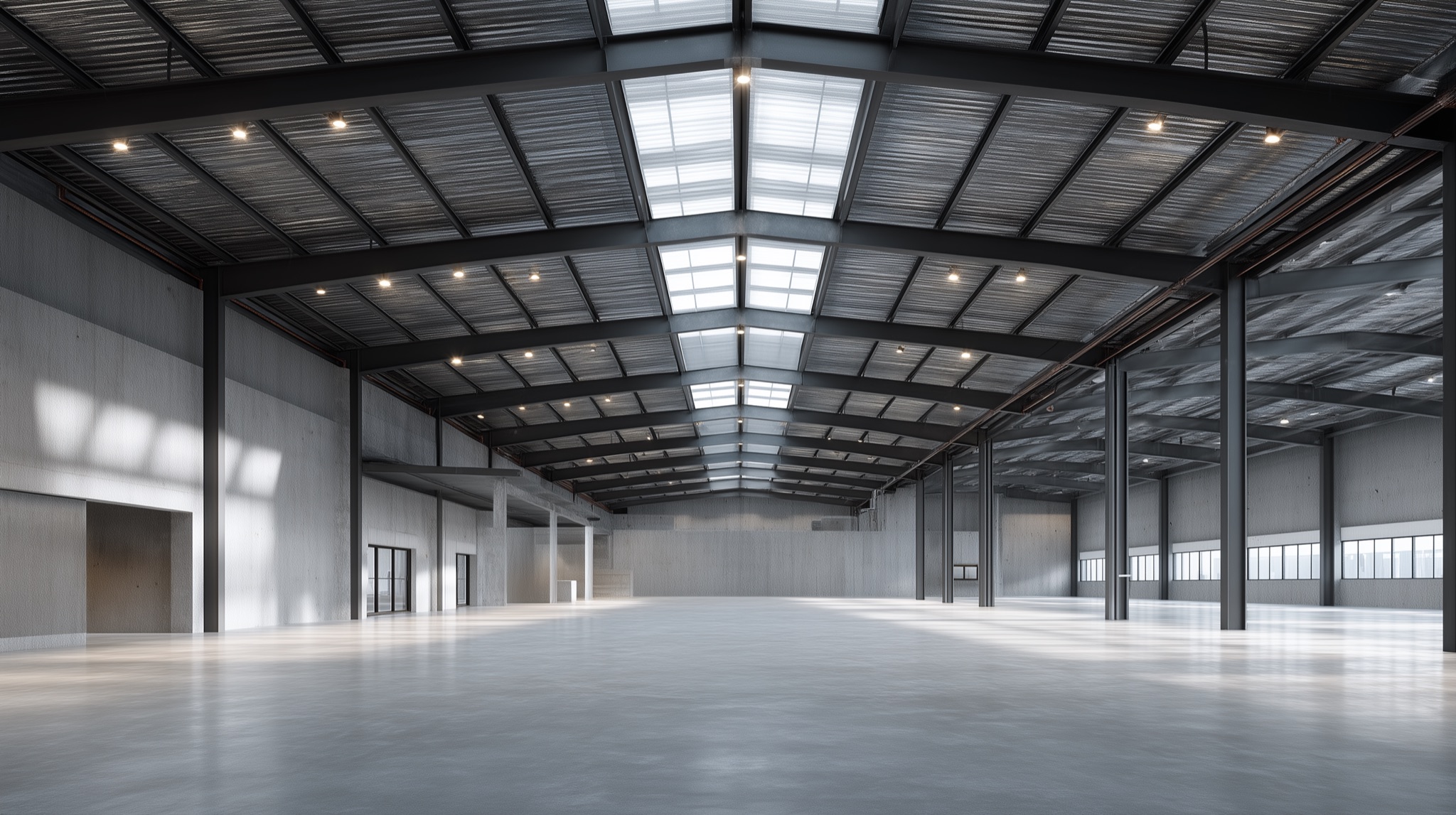 Interior de una nave industrial en México con estructura de acero