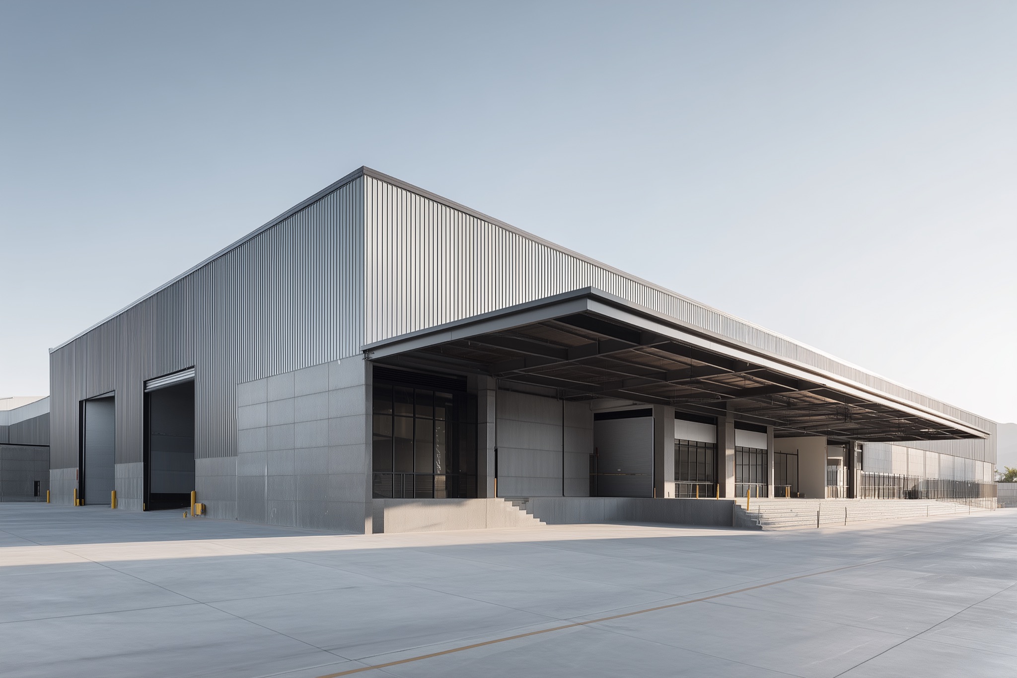 Nave industrial con andenes de carga en un parque industrial en México